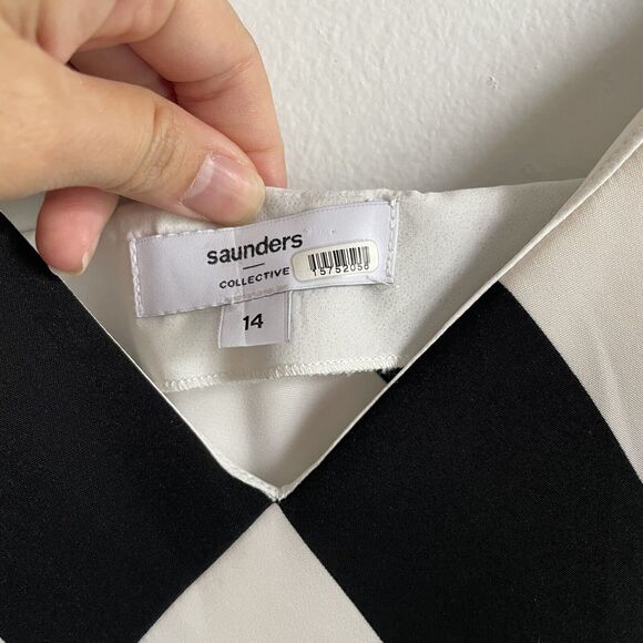 Saunders Collective Plus Size 14 Black White Striped Dress Full Length Maxi - Picture 4 of 7